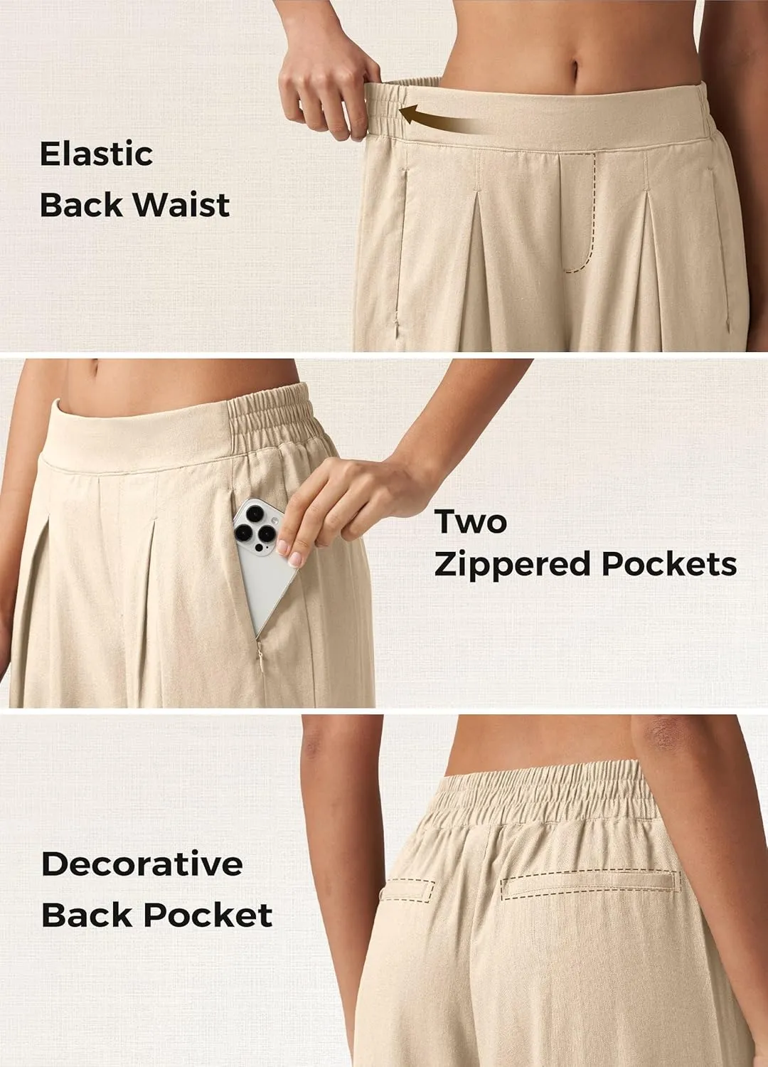 Willit Women's Linen Pants Wide Leg Casual Beach Summer Pants Palazzo Lounge Pants with Pockets