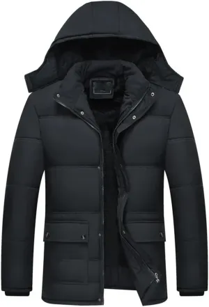 Winter Jacket Men Thick Warm Parkas Casual Cotton Padded Fleece Coats Hooded Plus fleece Outwear