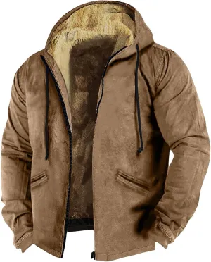 Winter Jackets For Men Sherpa With Hood Casual Winter Coats Fleece Zipper Hoodie Big And Tall 2024 Fall Outfits Pocket