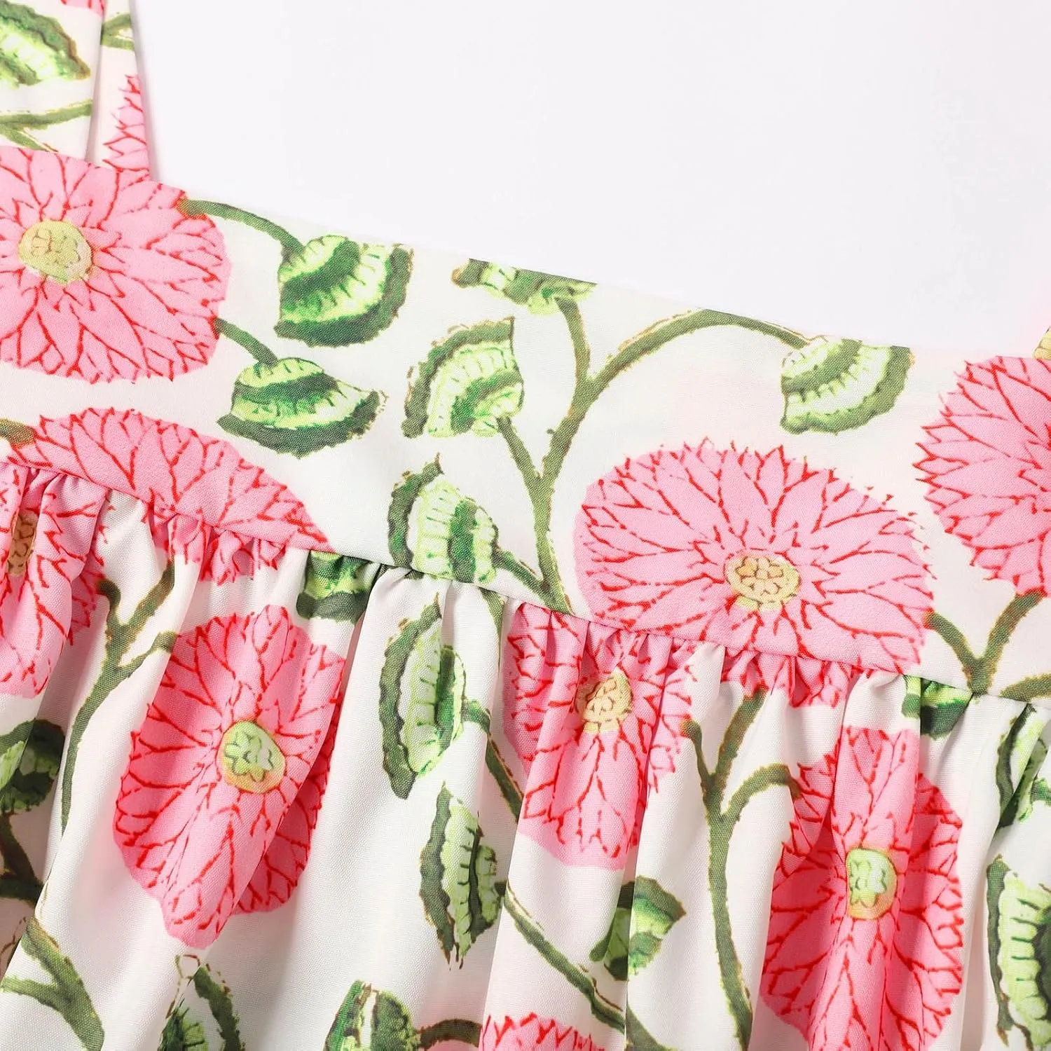 Women Floral Tie Shoulder Mini Strap Dress Cute Square Neck Loose Fit Beach Short Dress Backless Boho Vacation Sundress