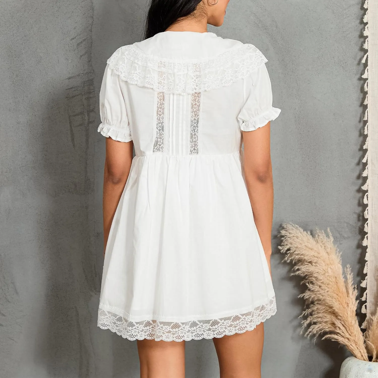 Women Hollow Out Babydoll Mini Dress Sleeveless Aline Vacation Beach Boho Sundress Going Out Y2k Ruffle Dress