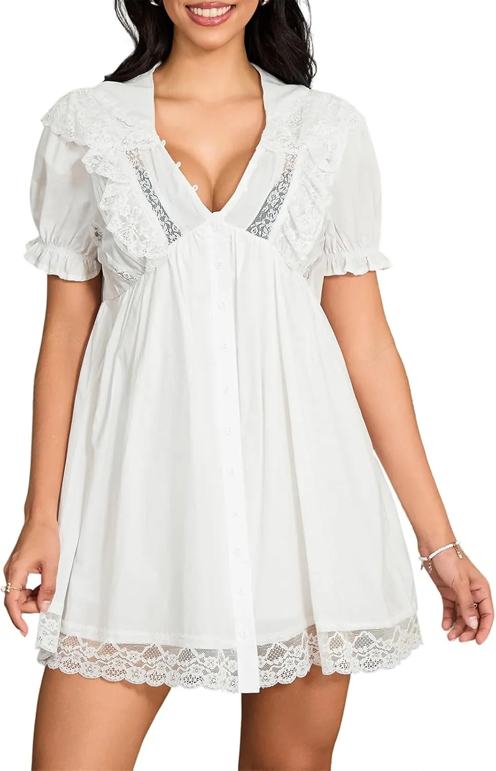 Women Hollow Out Babydoll Mini Dress Sleeveless Aline Vacation Beach Boho Sundress Going Out Y2k Ruffle Dress