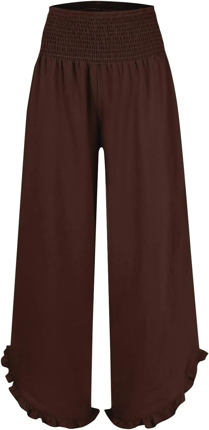 Women Linen Pants Summer Boho Wide Leg High Waist Casual Lounge Palazzo Pants 2025 Beach Travel Vacation Outfits