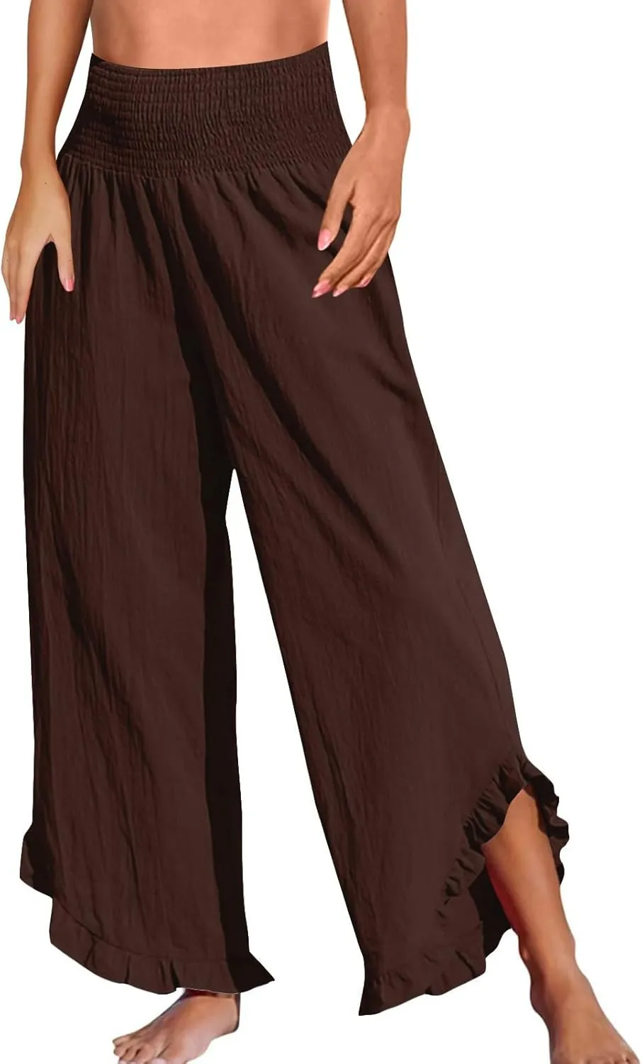 Women Linen Pants Summer Boho Wide Leg High Waist Casual Lounge Palazzo Pants 2025 Beach Travel Vacation Outfits