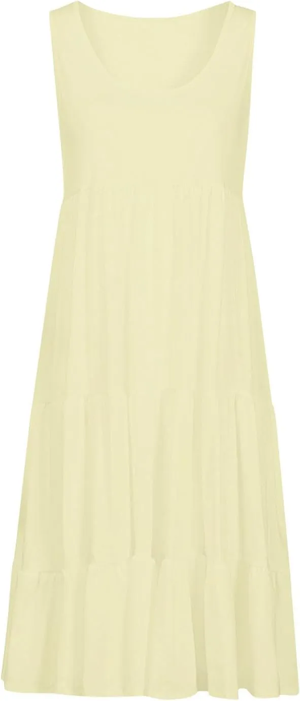 Women Plus Size Summer Dresses Loose Fit Crew Neck Sleeveless Sundress Cute Peplum Tired Beach Vacation Midi Dress