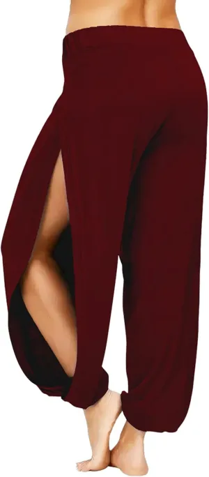 Women Summer Harem High Split Hem Leg Silt Pants Flowy Yoga Pant for Women Casual Beach Hippie Dance Pants