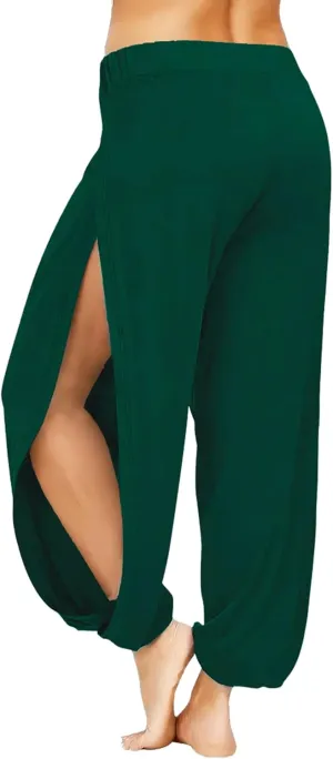 Women Summer Harem High Split Hem Leg Silt Pants Flowy Yoga Pant for Women Casual Beach Hippie Dance Pants