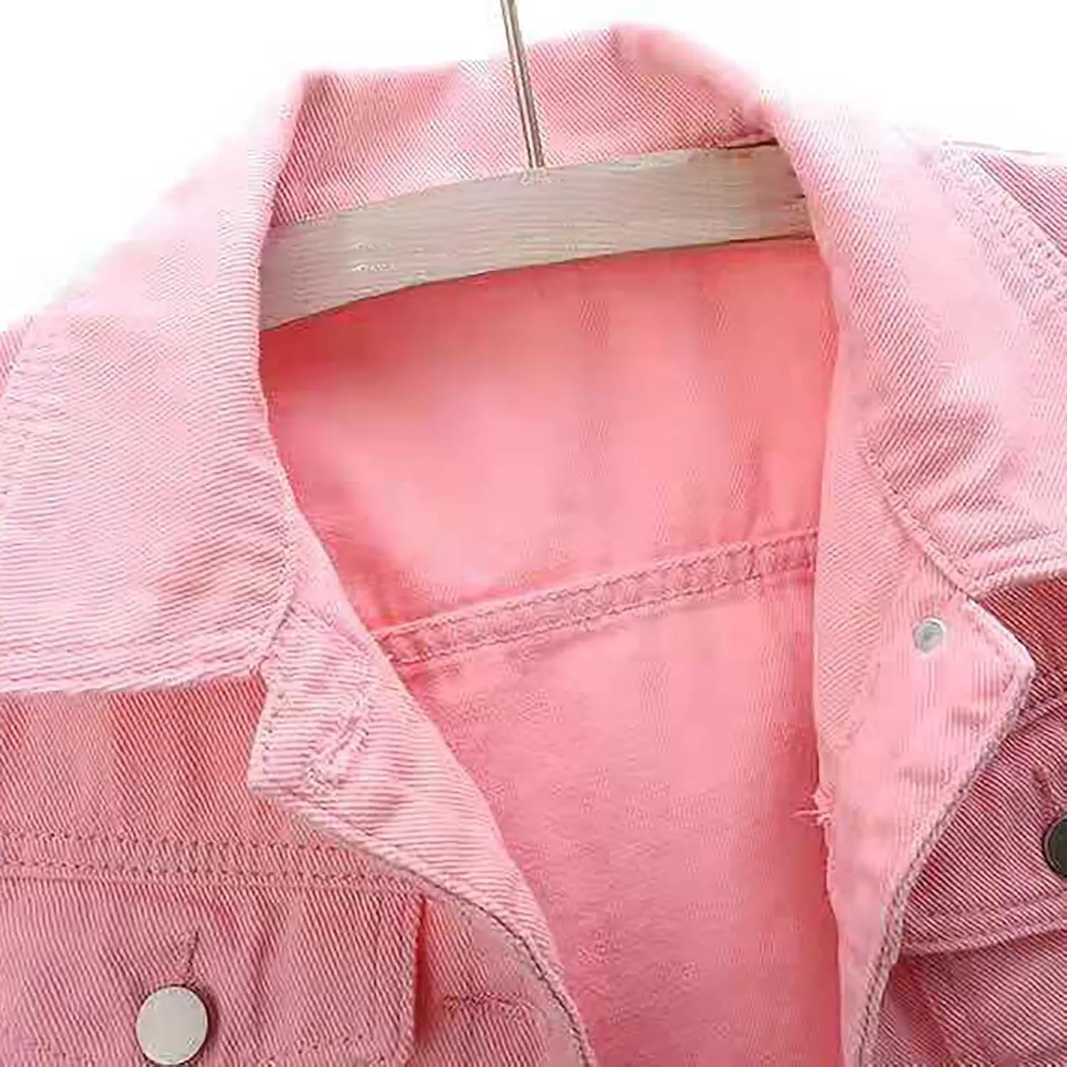 Womens 3/4 Sleeve Short Denim Jacket Plus Size, Basic Lapel Button Down Cropped Casual Jean Jackets Trucker Coats