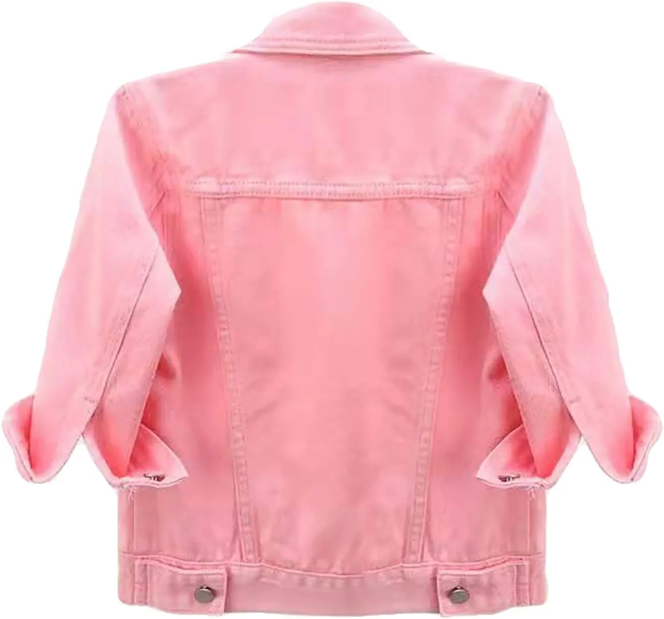 Womens 3/4 Sleeve Short Denim Jacket Plus Size, Basic Lapel Button Down Cropped Casual Jean Jackets Trucker Coats
