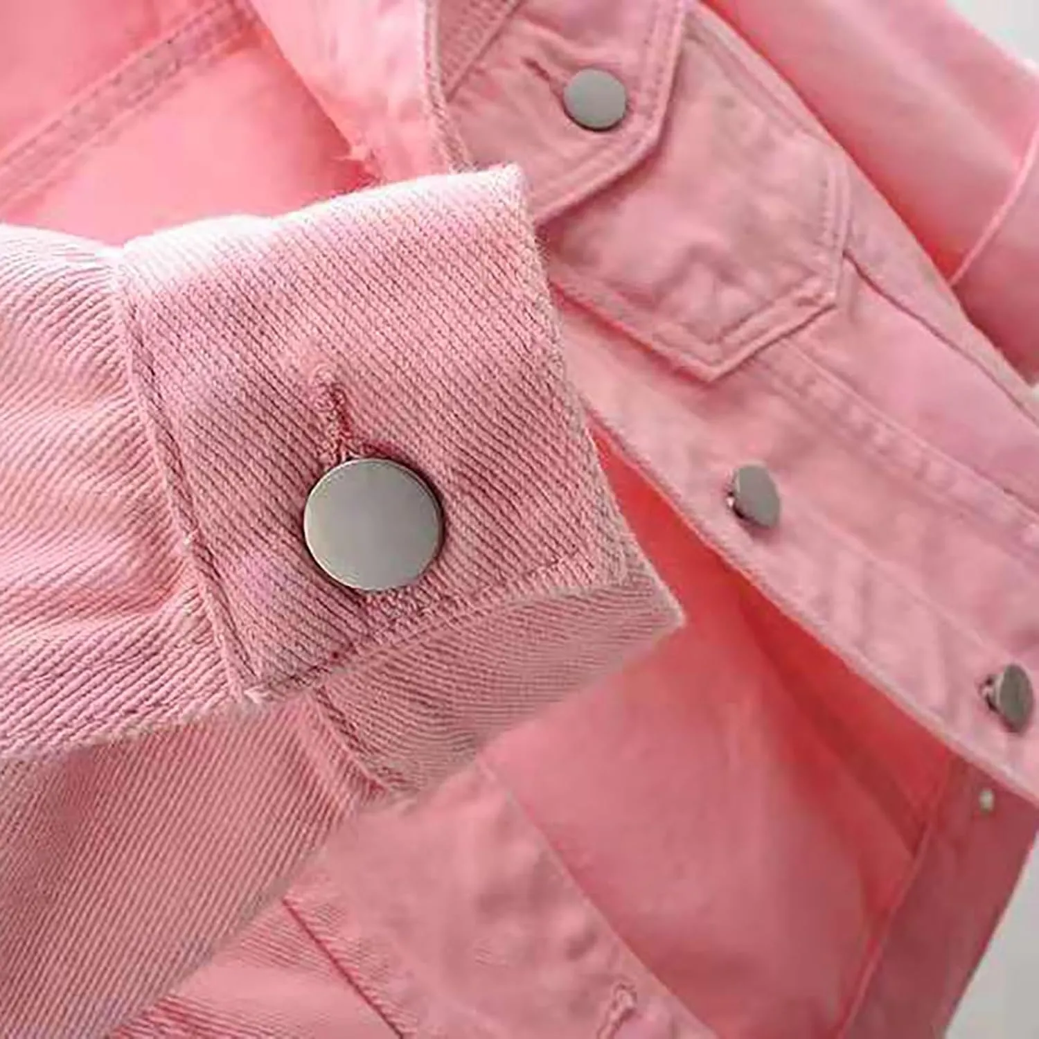 Womens 3/4 Sleeve Short Denim Jacket Plus Size, Basic Lapel Button Down Cropped Casual Jean Jackets Trucker Coats