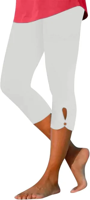 Womens Capris for Summer Dressy Cropped High Waist Yoga Pants Comfy Stretchy Leggings Workout Compression Trouser
