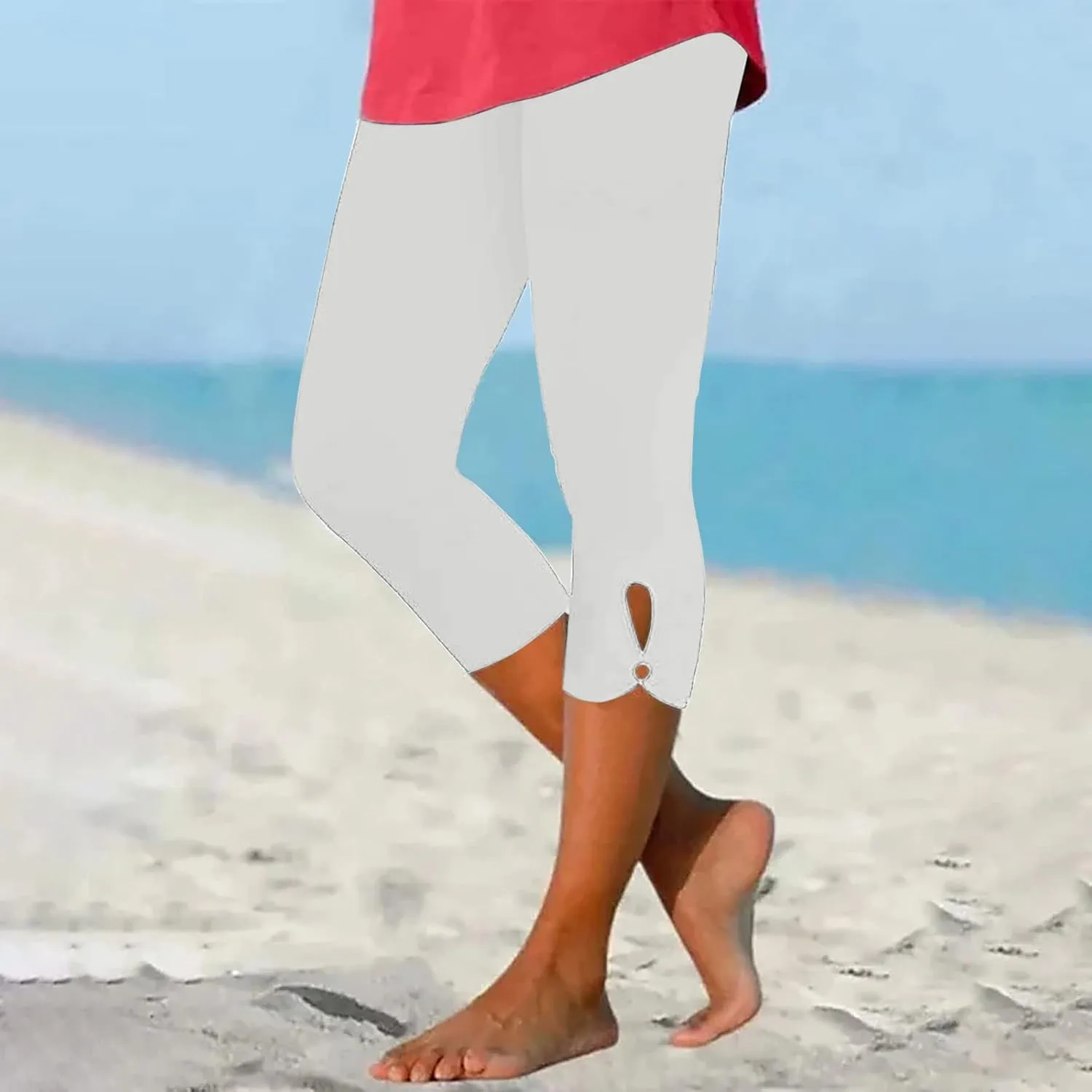 Womens Capris for Summer Dressy Cropped High Waist Yoga Pants Comfy Stretchy Leggings Workout Compression Trouser
