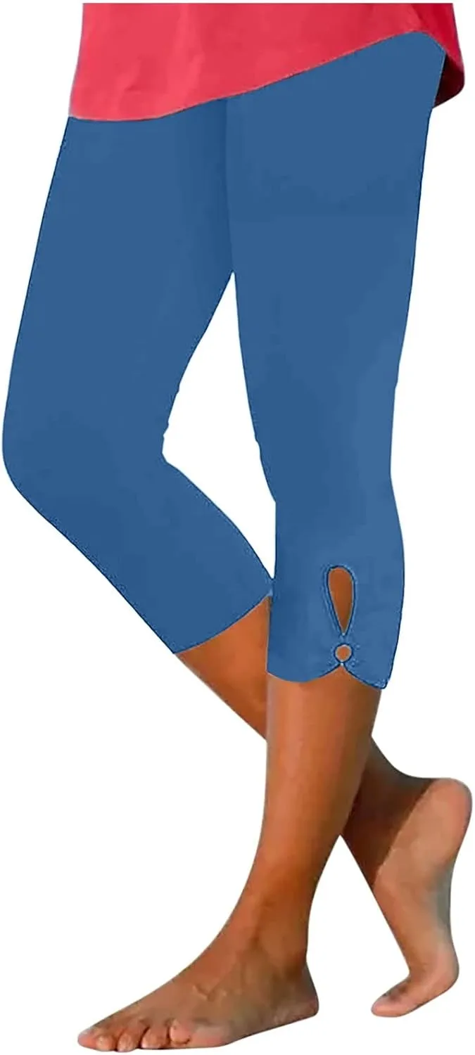 Women's Capris Leggings,Workout Yoga Pants,Tummy Control Compression Legging,Dressy Cut Out Lace Cropped Pant 2025