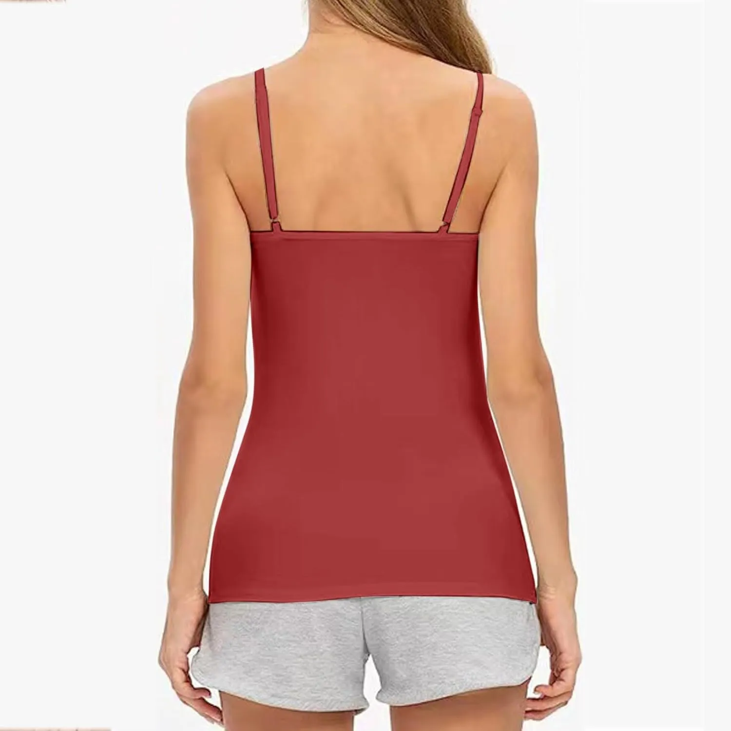 Women's Cotton Camisole Tops Adjustable Spaghetti Strap Casual Cami Vest Summer Soft Built in Bra Cami Shirts