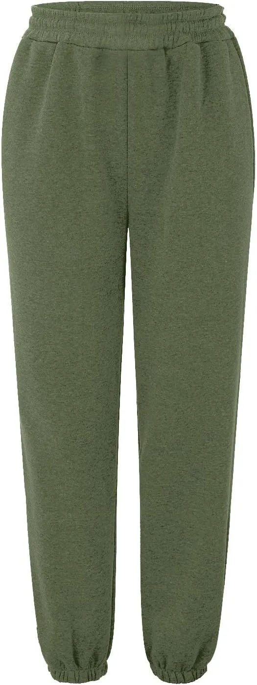 Womens Cotton Linen Jogger Pants Lightweight Elastic High Waist Trousers with Pockets Lounge Baggy Sweatpant for Yoga Gym