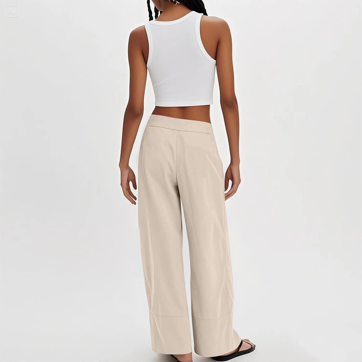 Women's Cotton Linen Palazzo Pants Summer Baggy Casual Wide Leg Pants High Waisted Flowy Lounge Trousers with Pockets