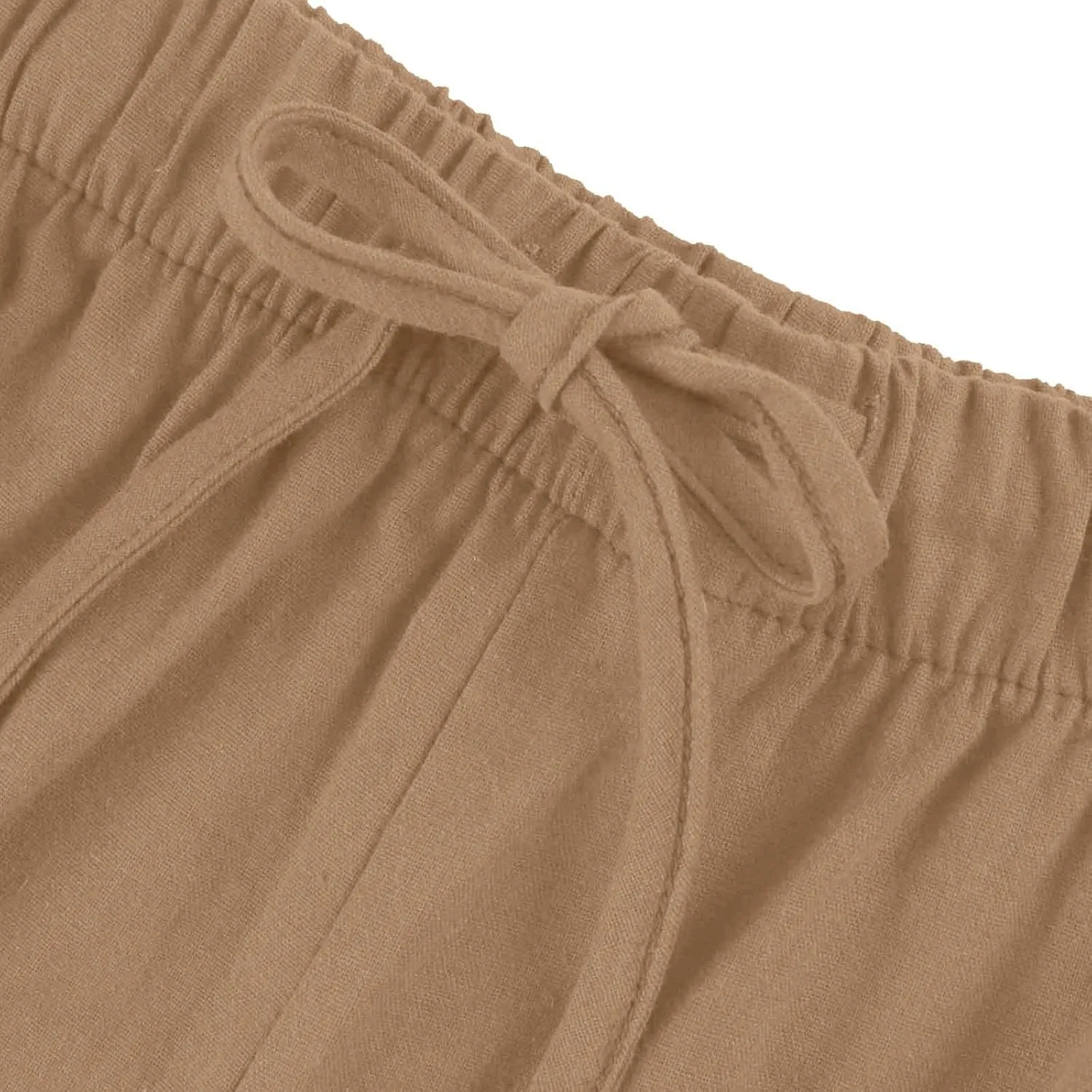 Womens Cotton Linen Pants Summer Palazzo Pants Flowy Wide Leg Beach Trousers with Pockets