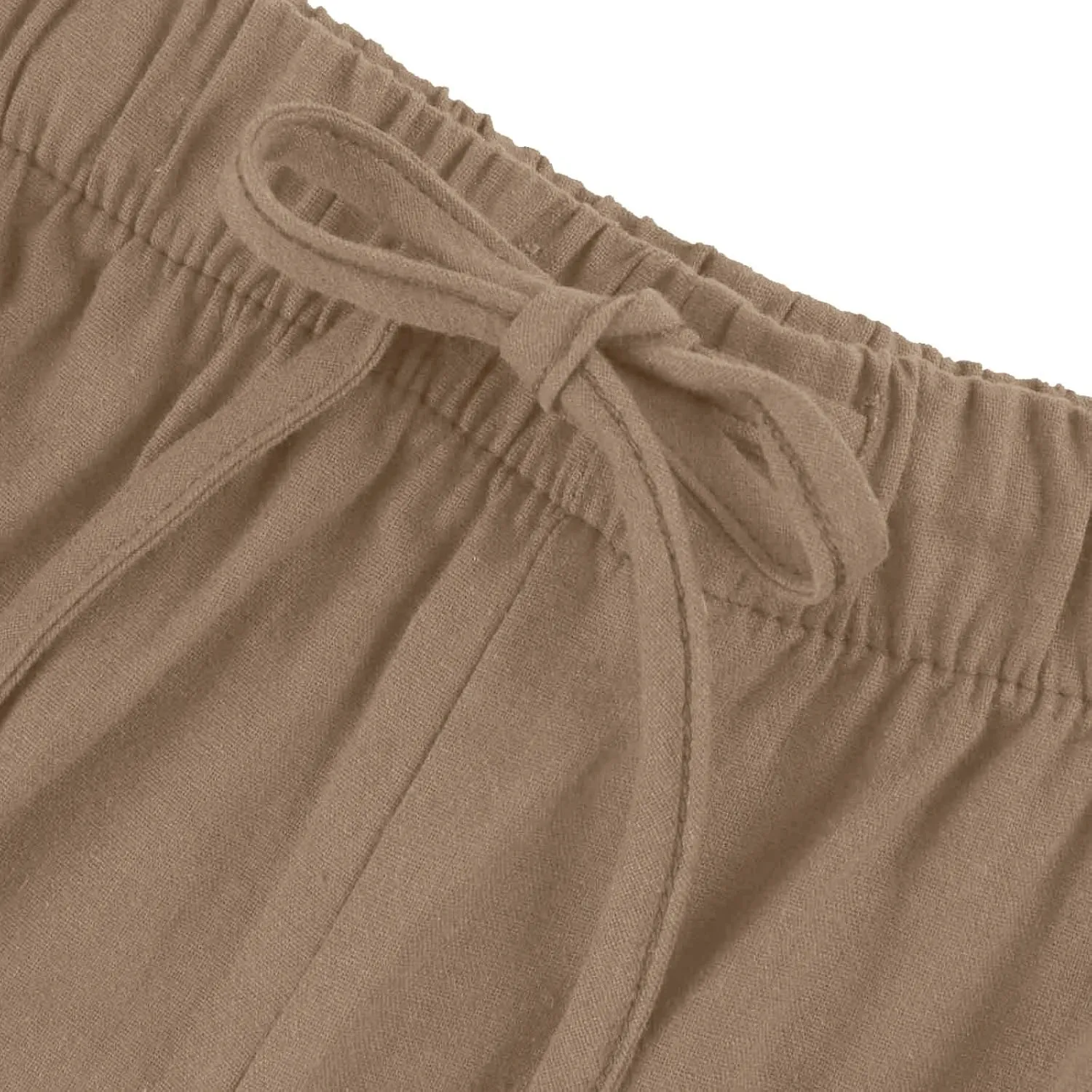 Womens Cotton Linen Pants Summer Palazzo Pants Flowy Wide Leg Beach Trousers with Pockets