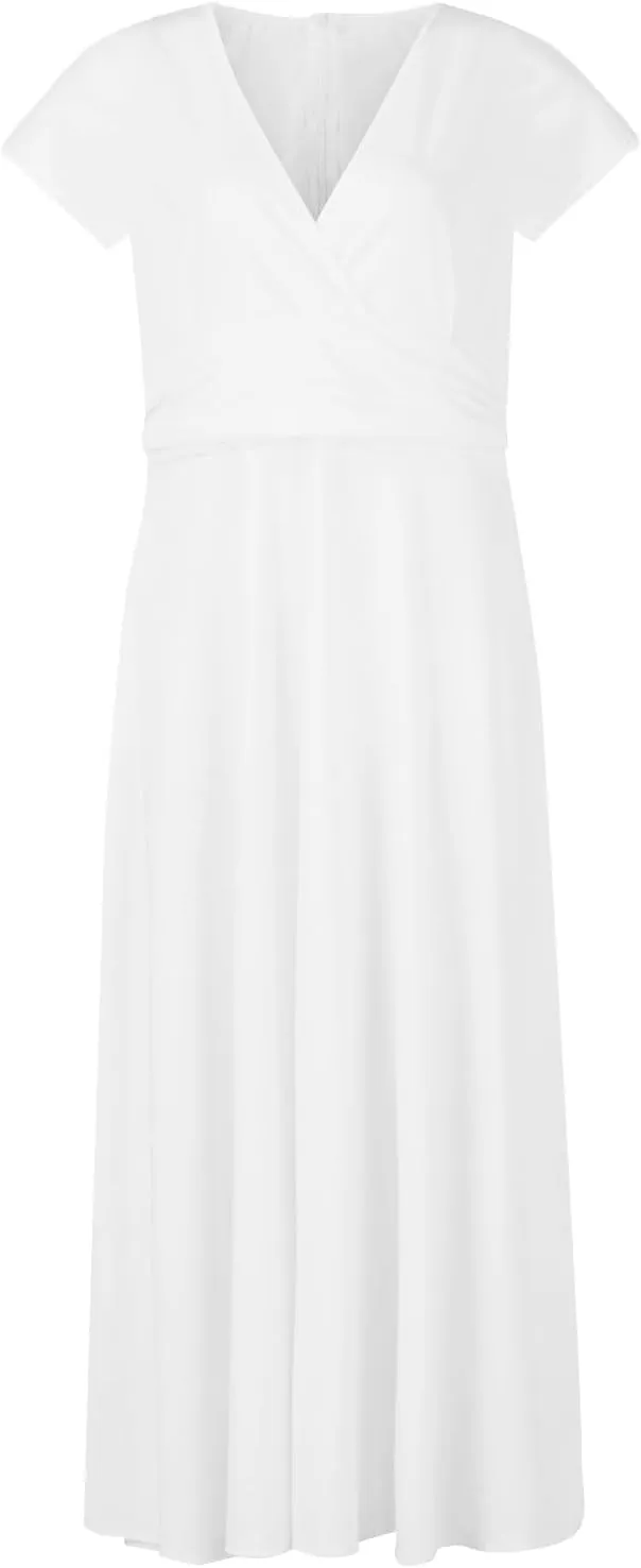 Womens Dresses Wrap V Neck Cap Sleeve Sundresses Elegant Flowy Long Dresses Floral Print Loose Beach Dress