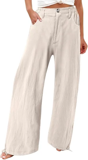 Women's Fall 2024 Pants High Waist Straight Leg Pants Business Casual Button Work Pants Trousers with Pockets