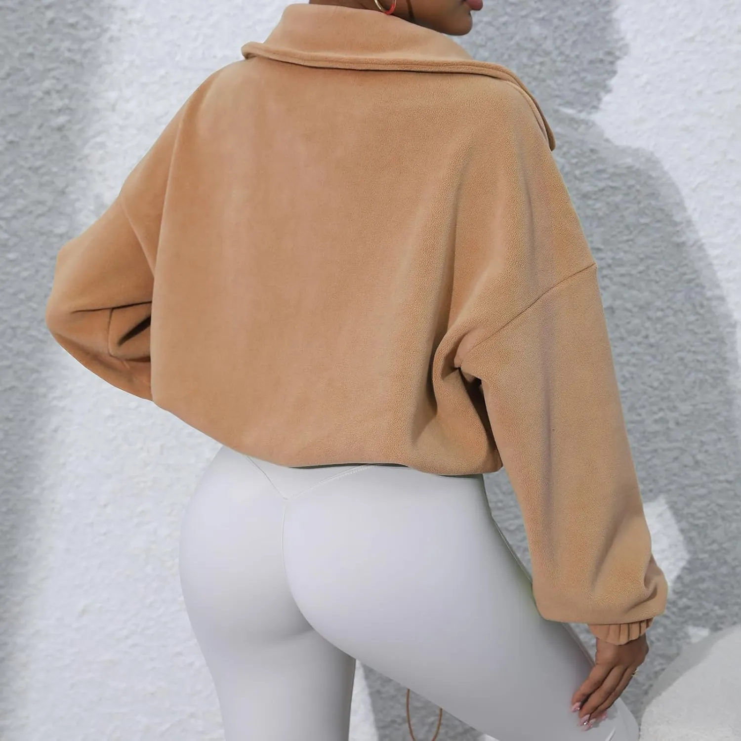 Women's Fleece Jacket Coats Long Sleeve Crop Jacket Workout Winter Coat Fall Clothes
