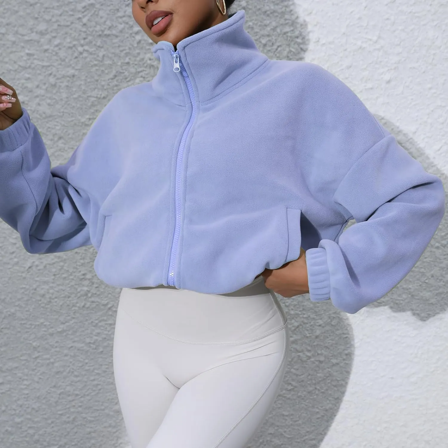 Women's Fleece Jacket Coats Long Sleeve Crop Jacket Workout Winter Coat Fall Clothes