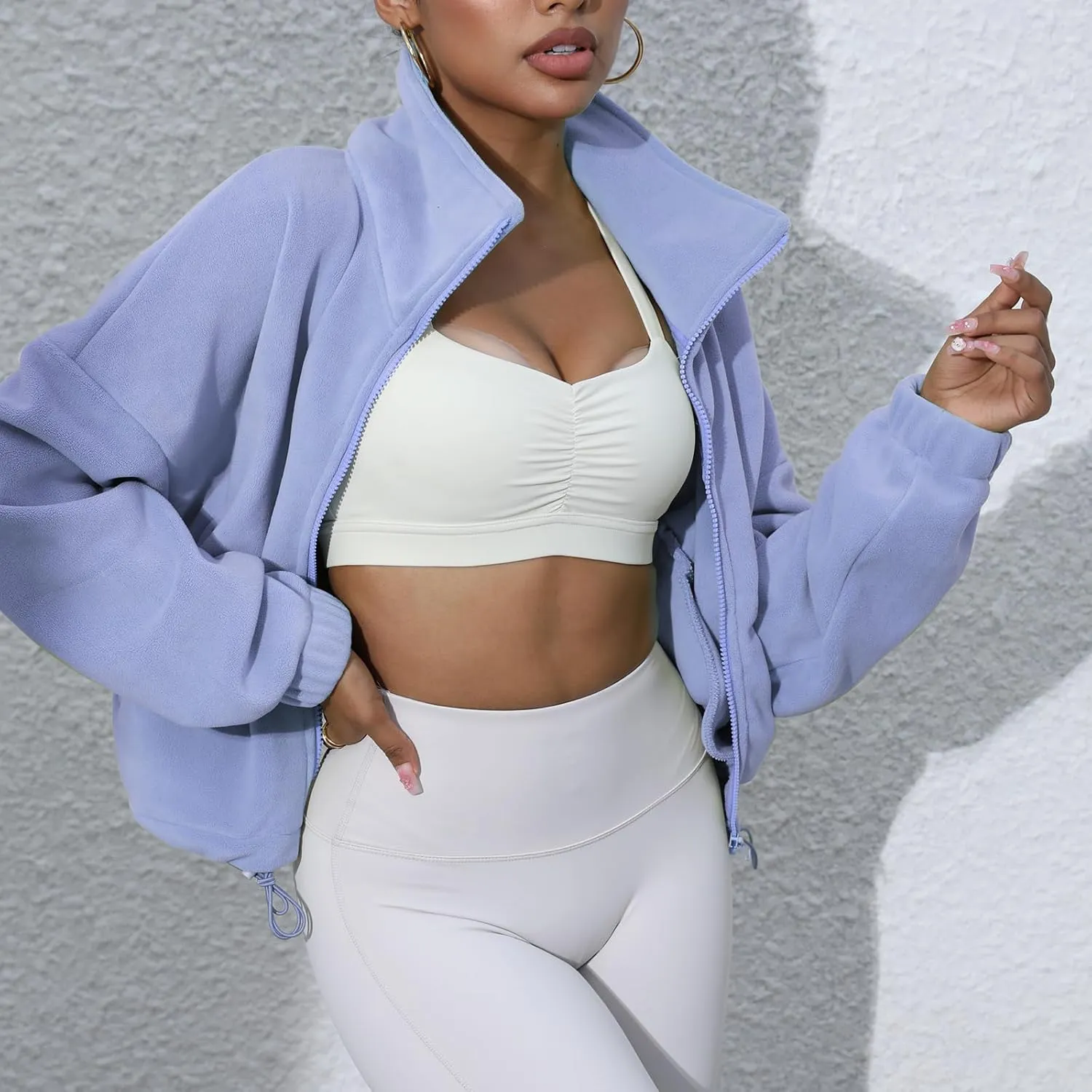 Women's Fleece Jacket Coats Long Sleeve Crop Jacket Workout Winter Coat Fall Clothes