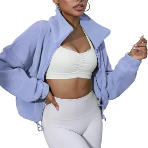 Women's Fleece Jacket Coats Long Sleeve Crop Jacket Workout Winter Coat Fall Clothes