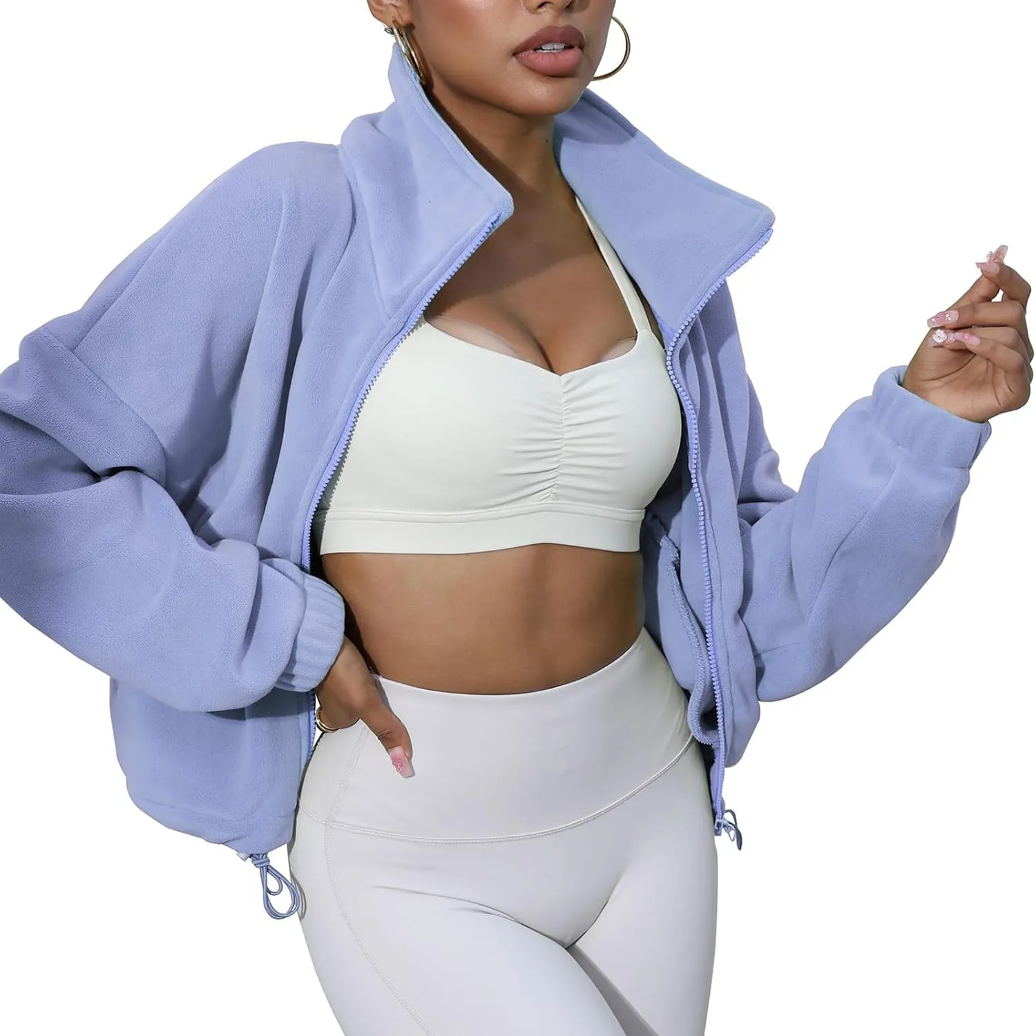 Women's Fleece Jacket Coats Long Sleeve Crop Jacket Workout Winter Coat Fall Clothes