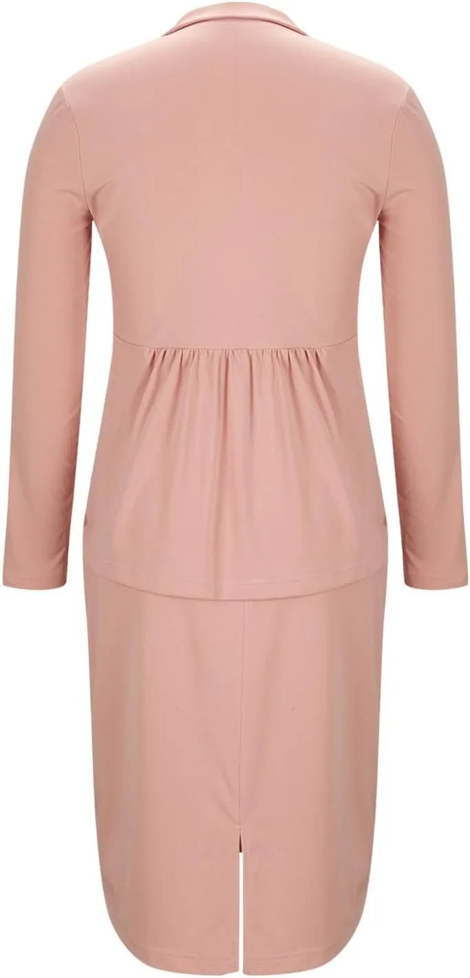 Women's Formal Dress Business Suit 2 Piece Long Sleeve Blazer Midi Skirt Suit Set Office Work Slim Fit Jacket Outfits