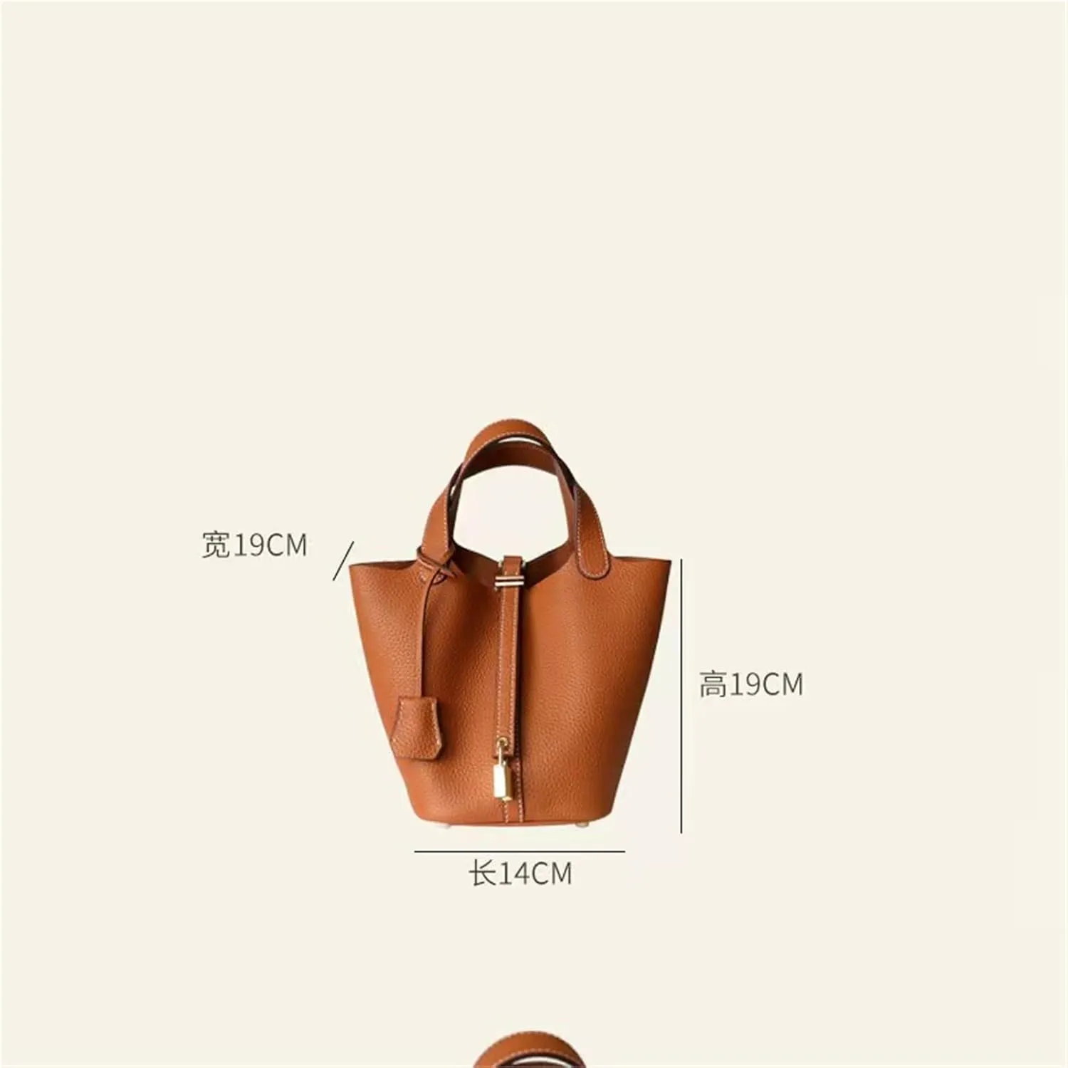 Women's Genuine Leather Basket Bag, Top Layer Cowhide Bucket Bag(05)