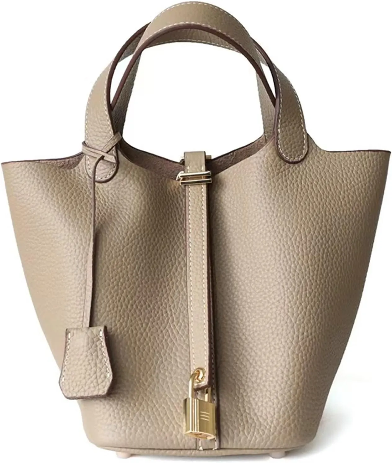 Women's Genuine Leather Basket Bag, Top Layer Cowhide Bucket Bag(05)