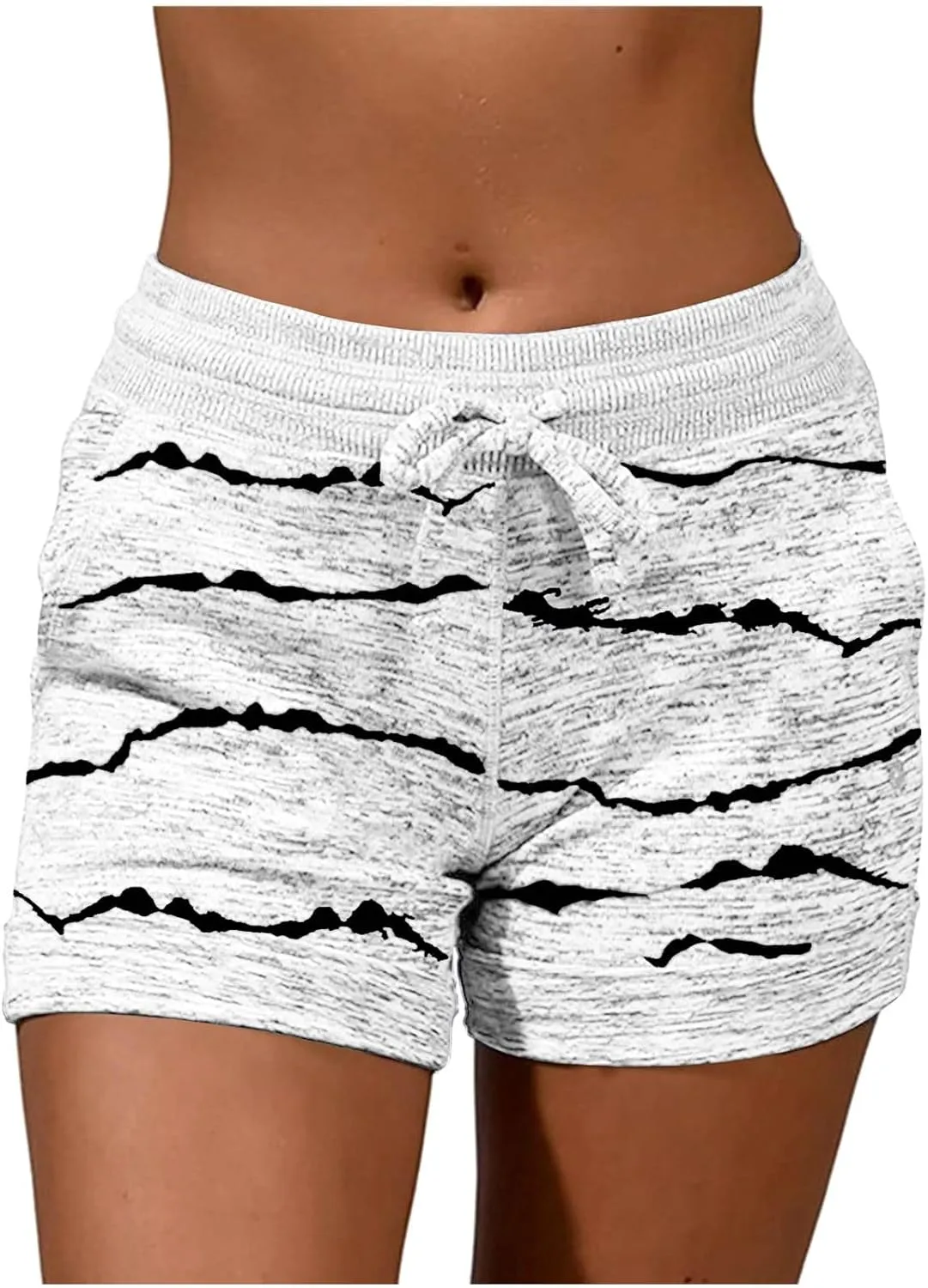Women's High Waisted Beach Shorts 2025 Prime of Day Striped Loose Fit Elastic Drawstring Summer Vacation Short with Pocket