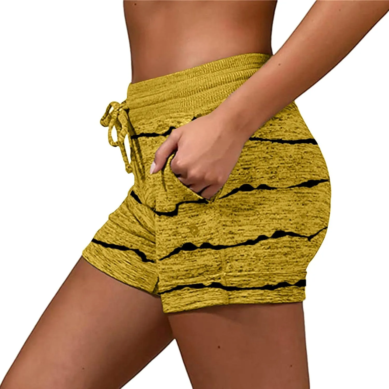 Women's High Waisted Beach Shorts 2025 Prime of Day Striped Loose Fit Elastic Drawstring Summer Vacation Short with Pocket