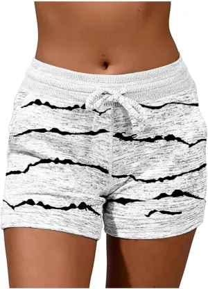 Women's High Waisted Beach Shorts 2025 Prime of Day Striped Loose Fit Elastic Drawstring Summer Vacation Short with Pocket