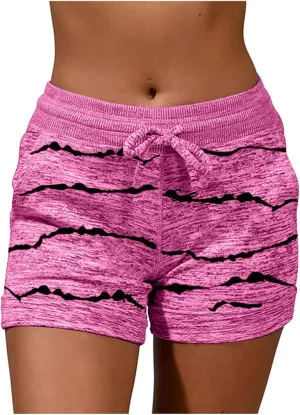 Women's High Waisted Beach Shorts 2025 Prime of Day Striped Loose Fit Elastic Drawstring Summer Vacation Short with Pocket