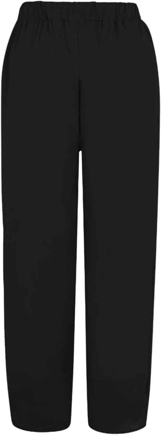 Womens Linen Pants Casual Elastic High Waist Summer Pants Comfy Relax Fit Palazzo Pants Linen Capris Yoga Sweatpants Trousers
