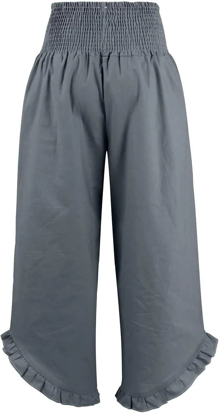 Womens Linen Summer Capri Pants 2025 High Waisted Wide Leg Pant Pleated Comfy Gauze Casual Lightweight Loose