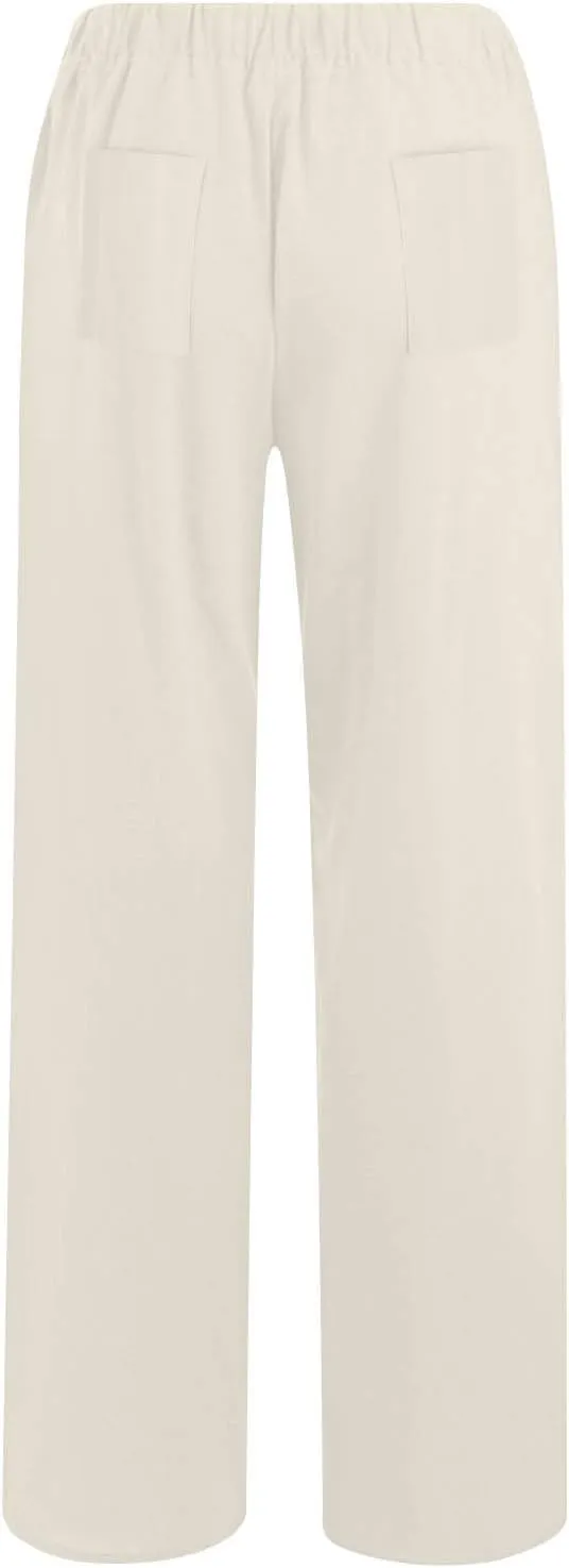 Women's Linen Wide Leg Pants Casual Loose Elastic Waisted Casual Summer Barrel Beach Palazzo Loose Fit Trousers