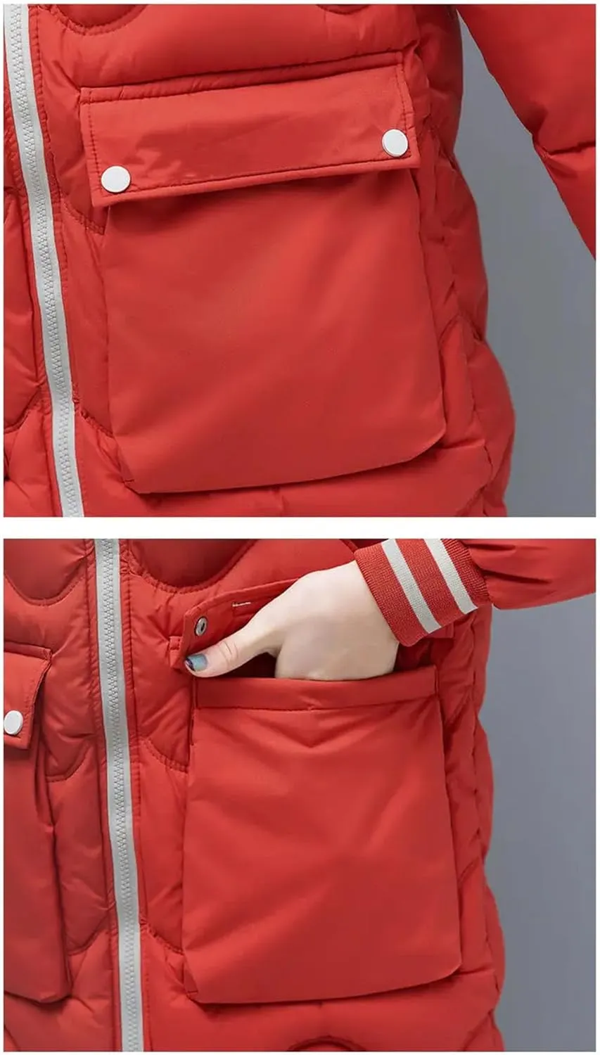 Women's Long Winter Jacket Down Cotton Coats Cotton Padded Puffer Parka Coat Hooded Outwear Thicken Warm Jacket