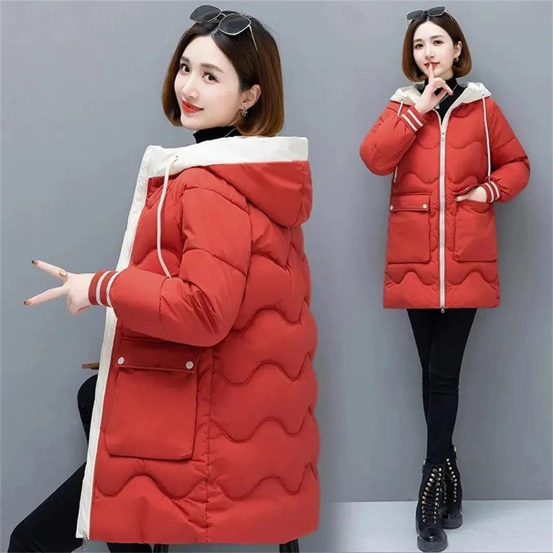 Women's Long Winter Jacket Down Cotton Coats Cotton Padded Puffer Parka Coat Hooded Outwear Thicken Warm Jacket