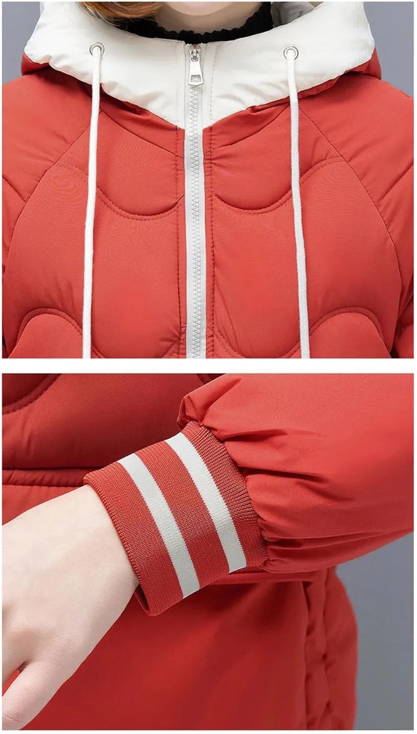 Women's Long Winter Jacket Down Cotton Coats Cotton Padded Puffer Parka Coat Hooded Outwear Thicken Warm Jacket