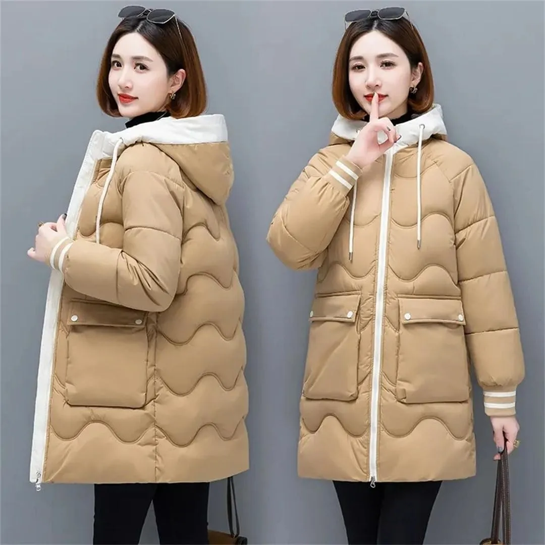 Women's Long Winter Jacket Down Cotton Coats Cotton Padded Puffer Parka Coat Hooded Outwear Thicken Warm Jacket
