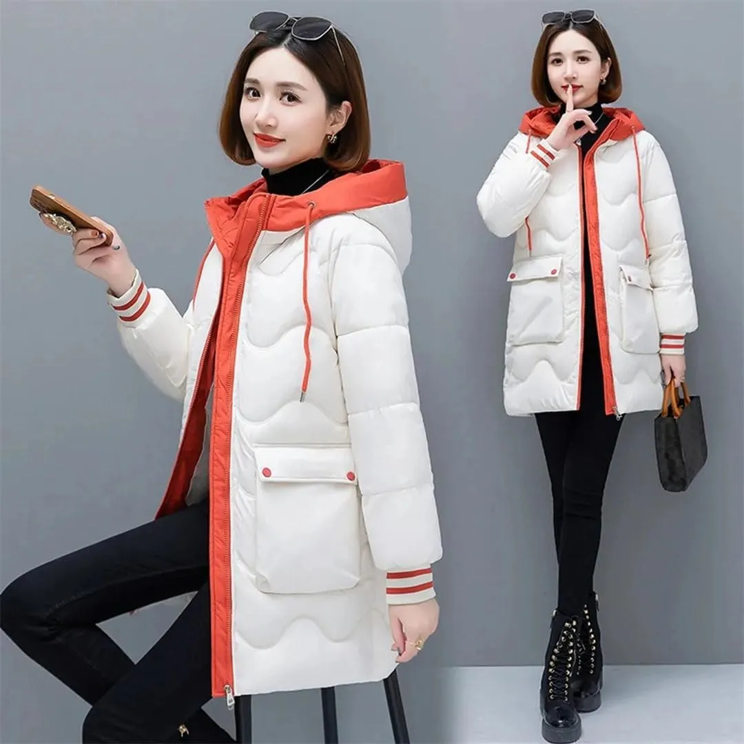 Women's Long Winter Jacket Down Cotton Coats Cotton Padded Puffer Parka Coat Hooded Outwear Thicken Warm Jacket