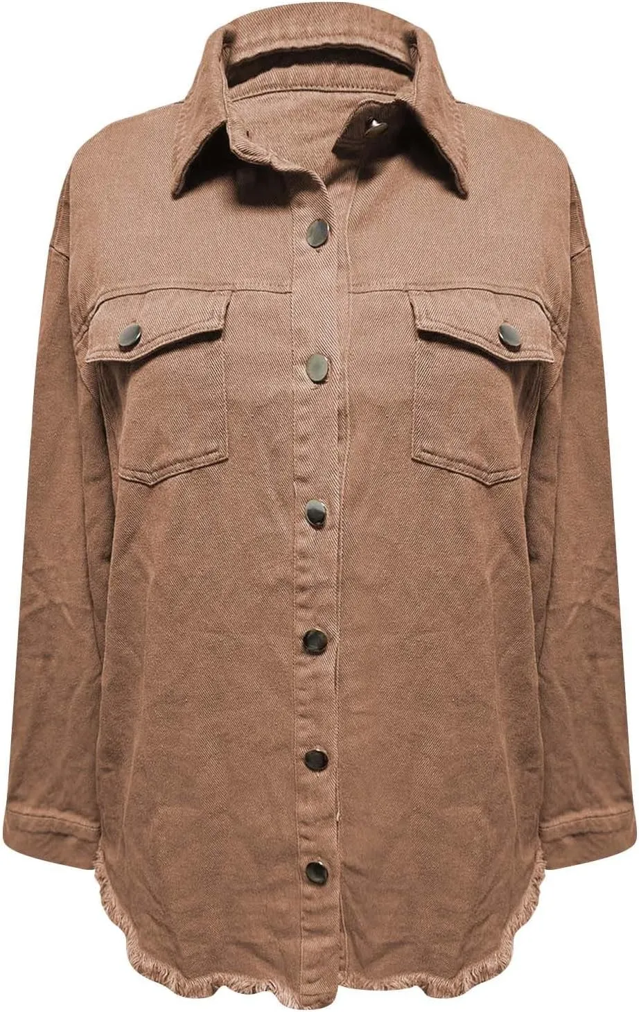 Womens Oversized Denim Jacket Lightweight Button Down Long Jean Jacket with Pockets Casual Distresse Jacket Coats