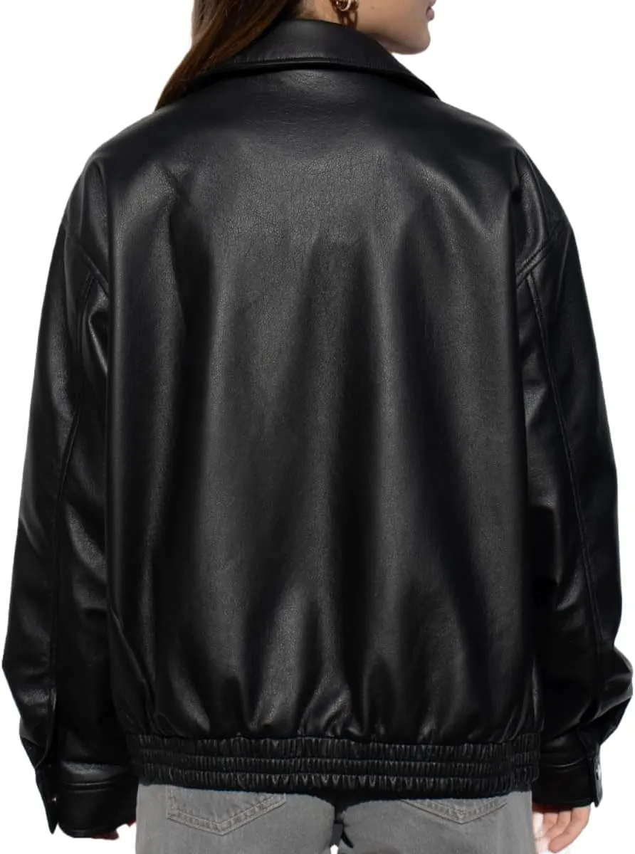 Women's Oversized Leather Jacket, Women's Oversized Leather Bomber Jacket, Premuim Plus Size Womens Jacket