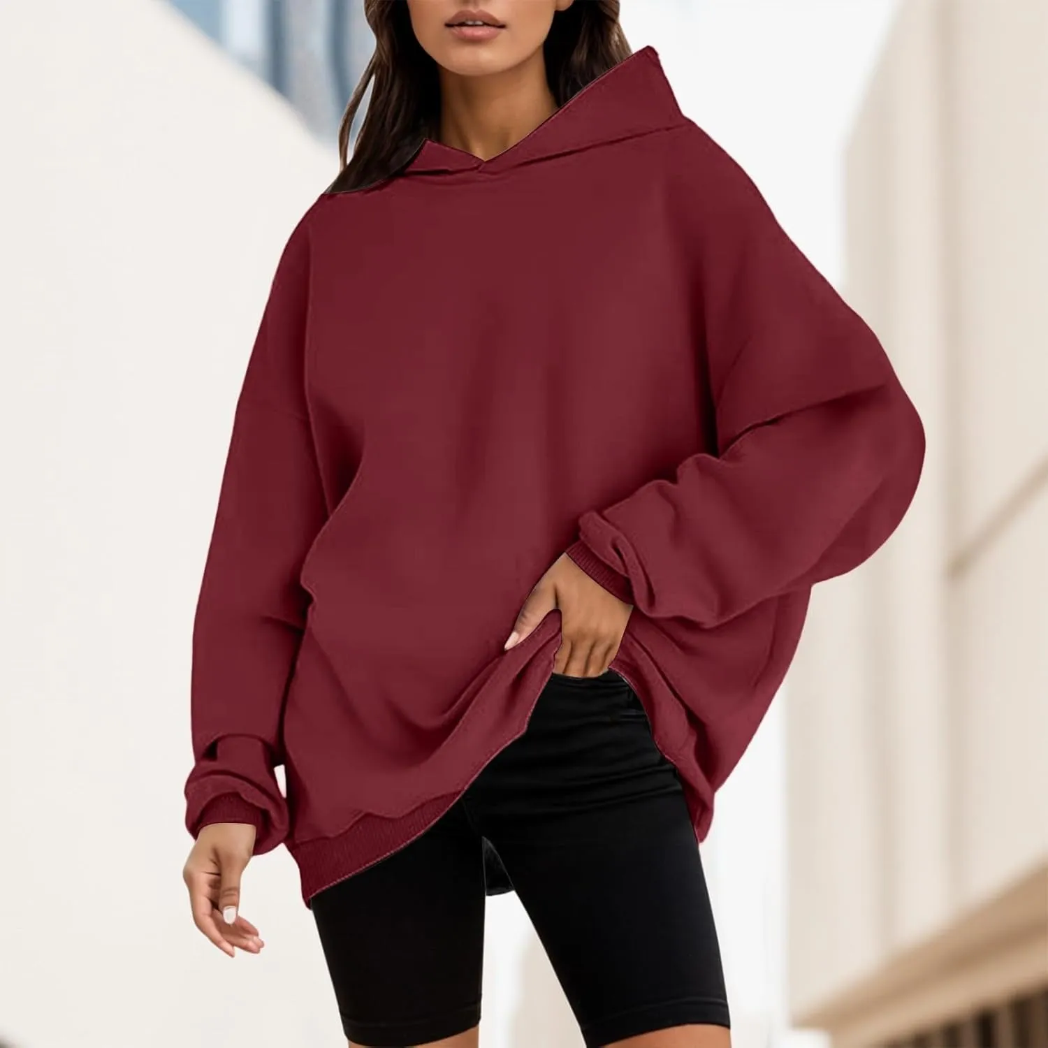 Womens Oversized Sweatshirts Pullover Hoodies Artificial Short Velvet Sweatshirt Trendy Jogger Hooded for Women Tops