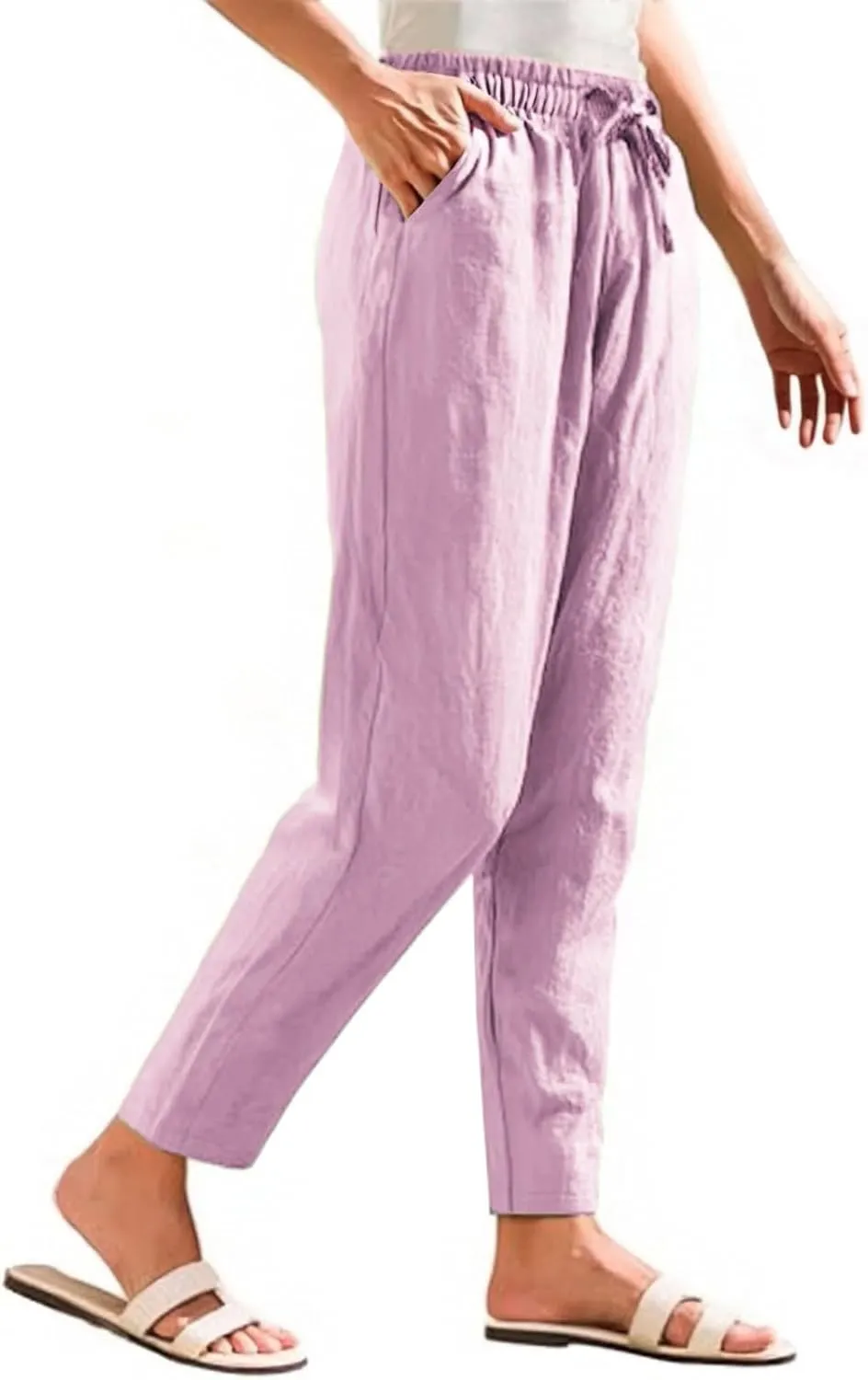 Women's Pants, Linen Casual Pants Straight Leg Peasant Women Trendy Teacher Wide