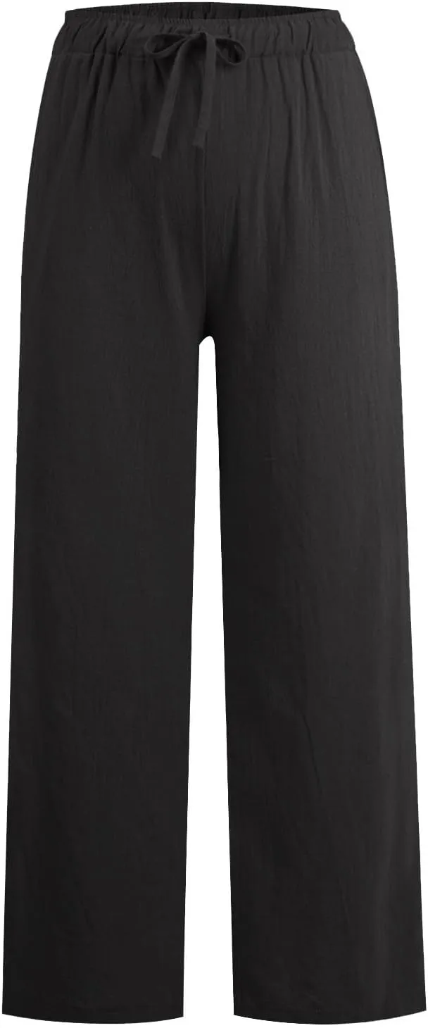 Women's Pants, Linen Pants High Waisted Straight Leg Summer Wide Baggy Sweatpants