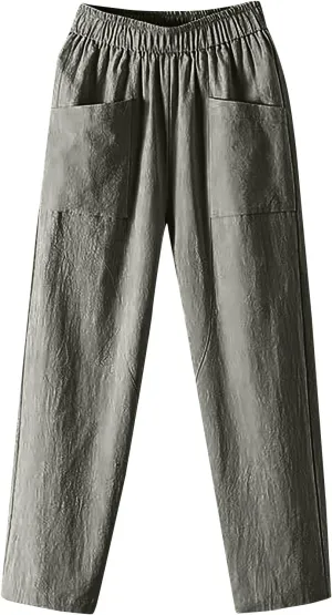 Womens Pants, Straight Leg Casual Pants Trendy Peasant Linen Baggy Stripe Lounge